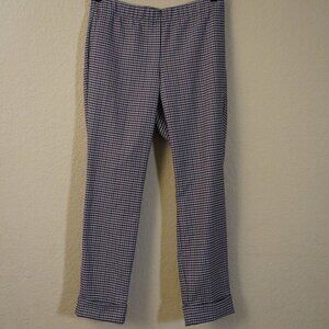 NWT J. Jill Houndstooth Pull-on Cuffed Hem Pants 6P Business Navy Blue